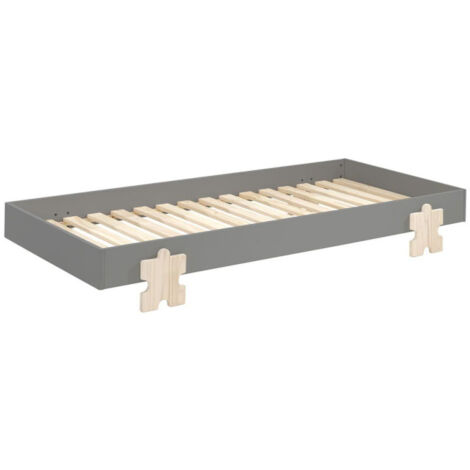 Lit Enfant en Bois "Modulo Puzzle" 90x200cm Gris (1/5)