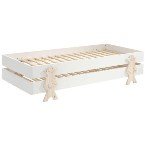 Lit Enfant en Bois "Modulo Smiley II" 90x200cm Blanc (1/5)