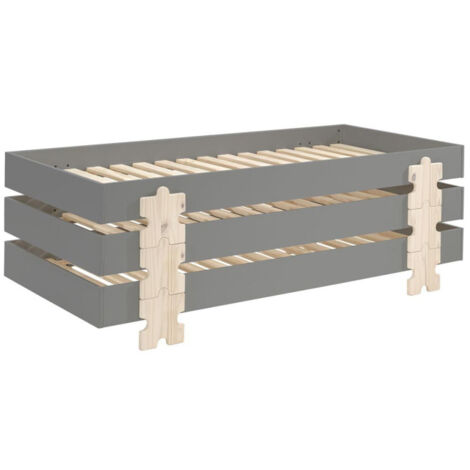 Lit Enfant en Bois "Modulo Puzzle III" 90x200cm Gris (1/5)