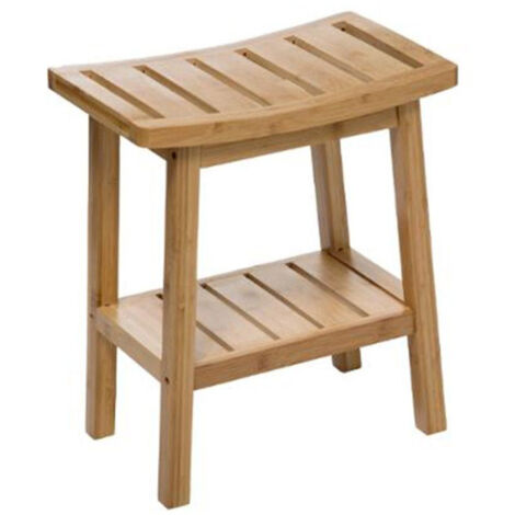 Five Simply Smart – Tabouret en bambou 46cm – Rangement avec étagère intégrée – Supporte jusqu'à 80 kg – Pour petits espaces et décoration intérieure