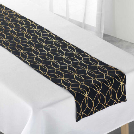Nappe & Chemin de Table "Elipsa" 140x250cm Blanc & Noir (1/3)