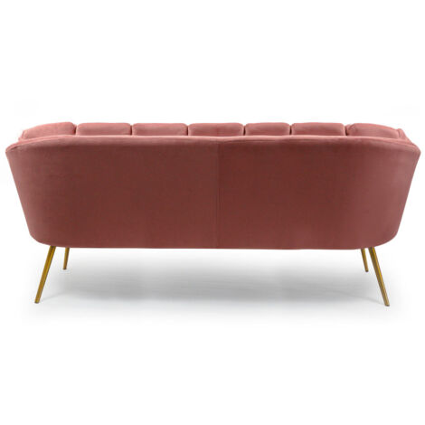 Canapé 3 Places Velours Dabren 185cm – Rose, Canapé Droit Paris Prix