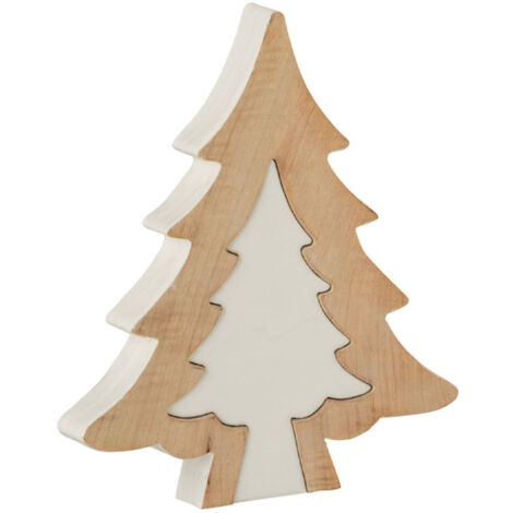Sapin de Noël à Poser "Puzzle" 30cm Blanc & Naturel (1/2)