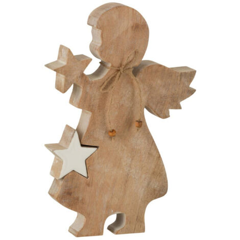 Statuette Déco "Ange Étoile" 29cm Blanc & Naturel (1/2)
