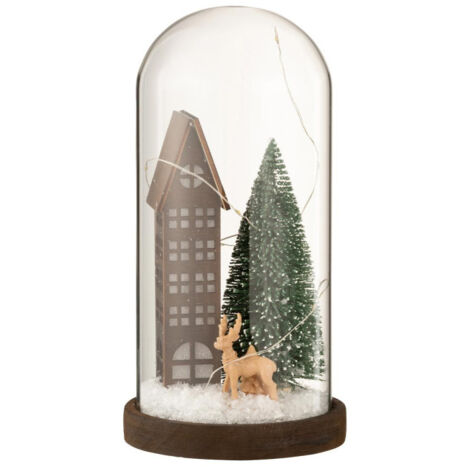 Cloche Déco Led en Verre "Maison" 27cm Marron (1/3)