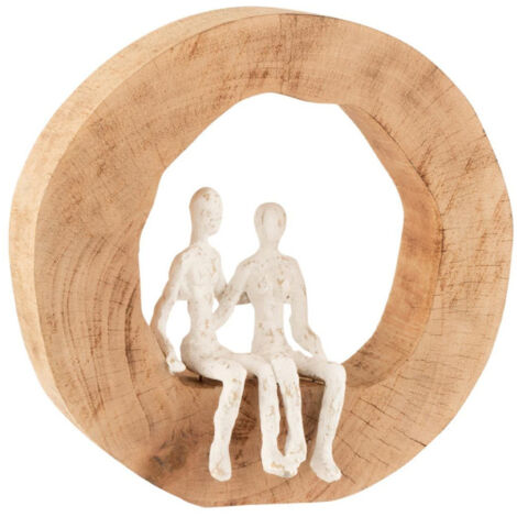 Couple Assis Déco "Tijana" 29cm Naturel & Blanc (1/2)