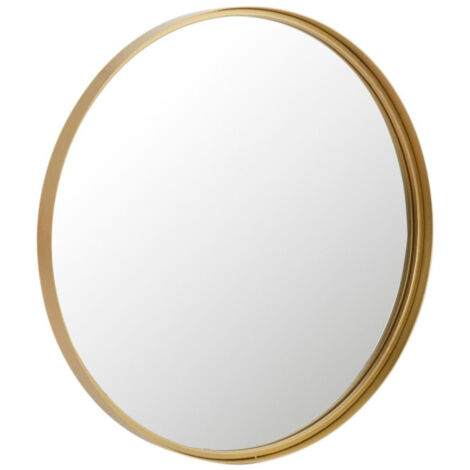 Miroir Mural Rond Design "Bord Métal" 60cm Or (1/2)