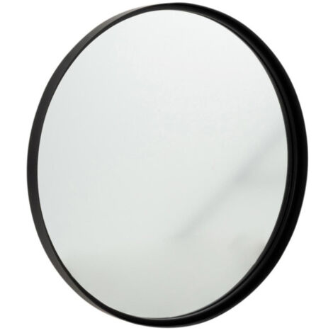 Miroir Mural Rond Design "Bord Métal" 60cm Noir (1/2)