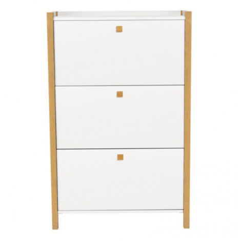 Meuble à Chaussures 3 Compartiments "Hannover" 121cm Blanc (1/4)