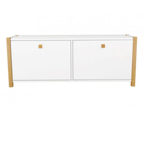 Meuble à Chaussures 2 Compartiments "Hannover" 125cm Blanc (1/4)
