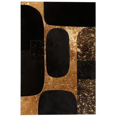 Tableau Déco en Cuir "Opalo II" 60x90cm Noir & Or (1/2)