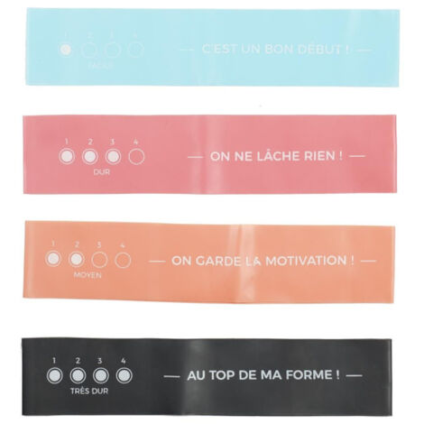 Lot de 4 Bandes de Résistance Fitness 16cm Multicolore (1/5)
