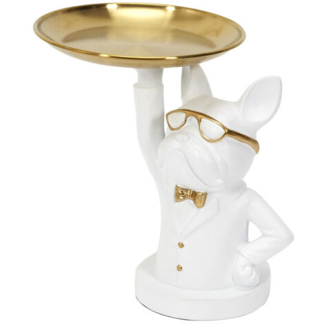 Statuette & Vide-Poche "Bulldog II" 21cm Blanc (1/5)