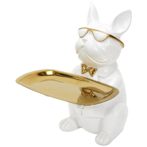 Statuette & Vide-Poche "Bulldog" 21cm Blanc (1/5)