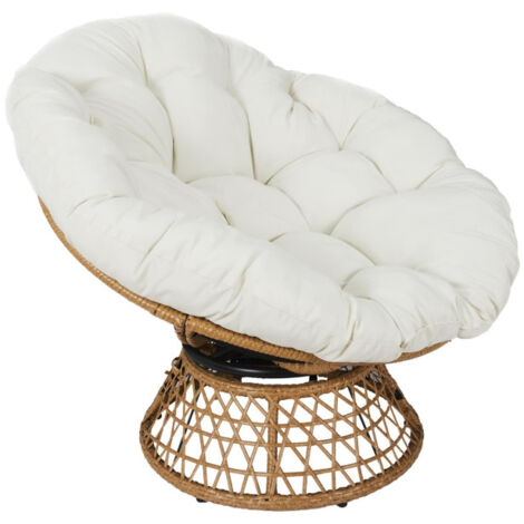 Fauteuil & Coussin "Cancun" 96cm Marron & Beige (1/5)