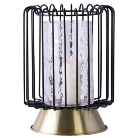 Bougeoir Rond Déco "Malibu" 31cm Noir & Or (1/4)