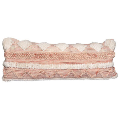 Coussin Tissé à la Main "Bohist" 35x95cm Rose & Crème (1/2)