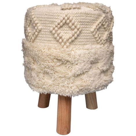 Tabouret Bohème Fait à la Main "Bohist" 50cm Naturel (1/3)