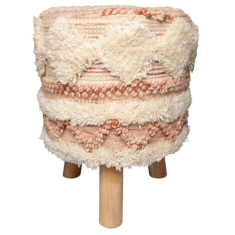 Tabouret Bohème Fait à la Main "Bohist II" 50cm Rose (1/2)