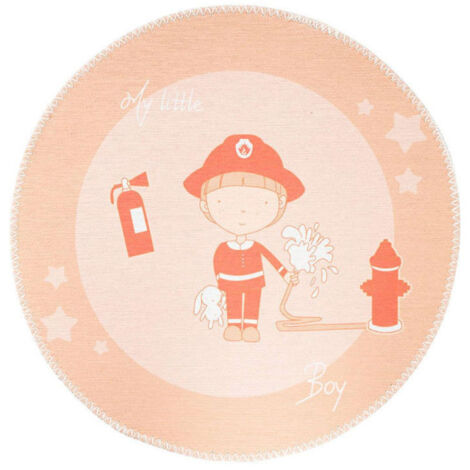 Tapis Rond Enfant Imprimé "Bambini" 160cm Orange (1/5)