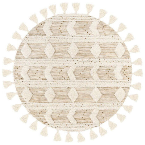 Tapis Bohème Tissé à la Main "Bohist" 160cm Crème & Kaki (1/5)