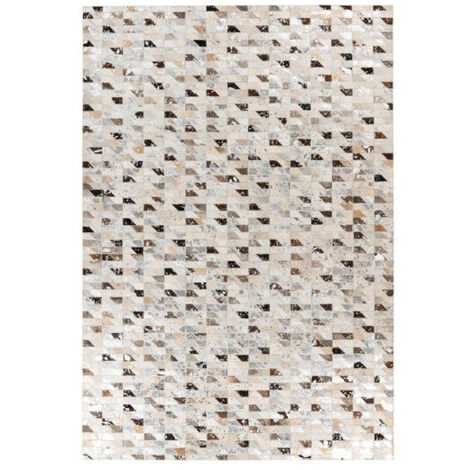 Tapis Fait Main en Cuir "Lavin V" Argent & Multicolore 80 x 150 cm (1/5)