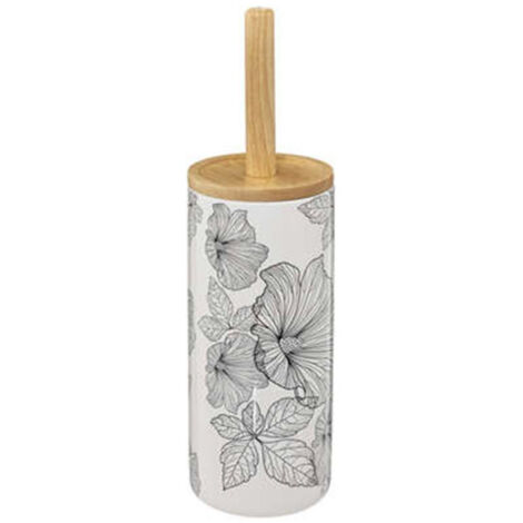 Brosse WC Imprimée "Blackflora" 38cm Blanc