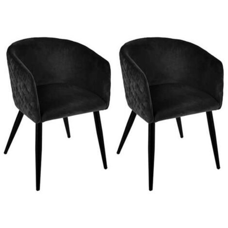 Lot de 2 Fauteuils Design Velours "Marlo" 76cm Noir (1/2)