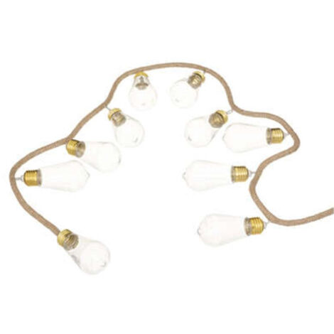 Atmosphera – Guirlande lumineuse d'extérieur 10 ampoules blanc chaud – Longueur 165 cm – Alimentation secteur et piles – Transparent