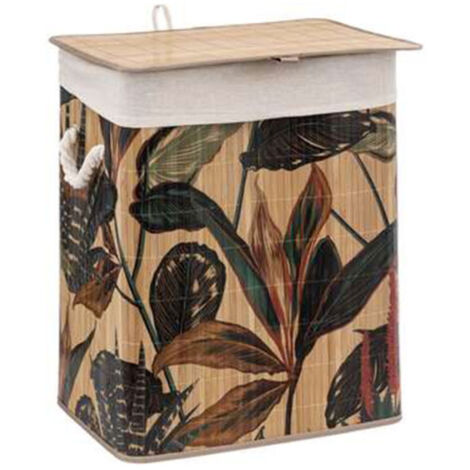 Five Simply Smart – Panier à linge en bambou 50L – Dimensions L. 41,5 x l. 30 x H. 50 cm – Multicolore – Accessoire décoratif et fonctionnel