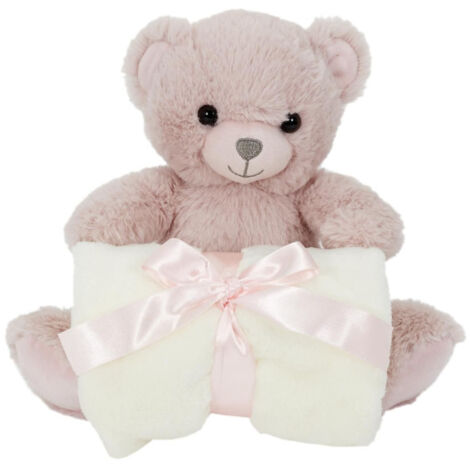 Peluche & Plaid Enfant "Ours" 70x70cm Rose (1/4)