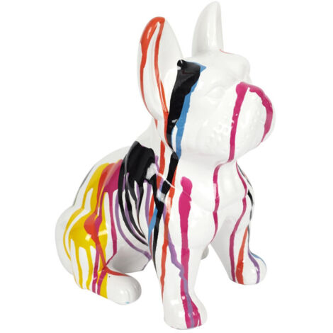 Statuette Déco "Bulldog Coulures" 30cm Multicolore (1/5)