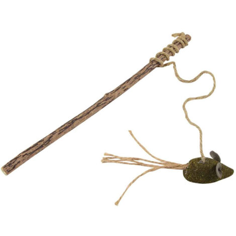 Canne à Pêche pour Chat "Souris" 25cm Naturel (1/3)