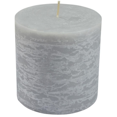 Bougie Pilier Ronde Déco "Rustique" 10cm Gris (1/2)