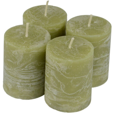 Lot de 4 Bougies Pilier "Rustique" 5cm Tilleul (1/2)
