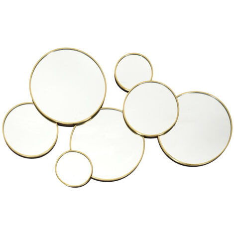 Lot de 6 Miroirs Muraux "Rond" 57cm Or (1/4)
