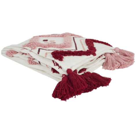 Jeté de Canapé Tufté "Ethnique" 130x150cm Rose (1/3)