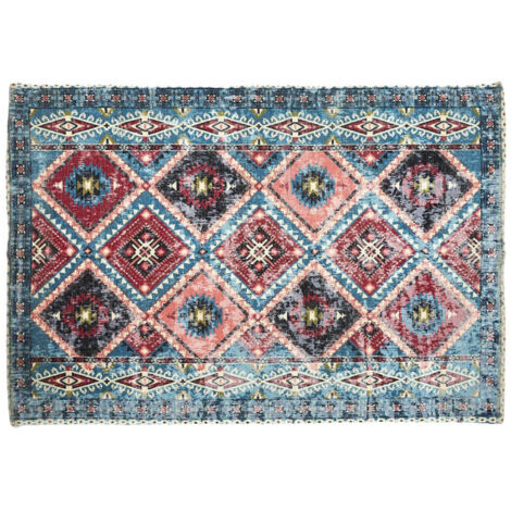 Tapis Déco Ethnique "Agra" 120x170cm Bleu (1/2)