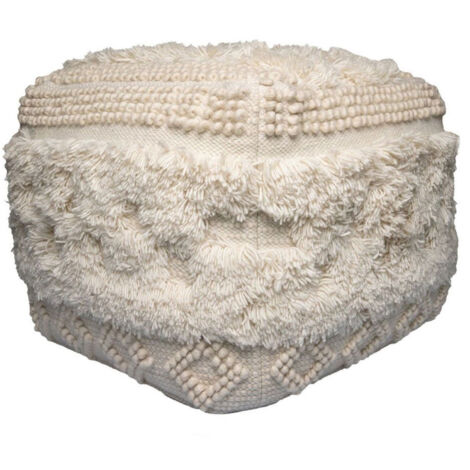 Pouf Bohème Fait à la Main "Bohist" 50cm Naturel (1/4)