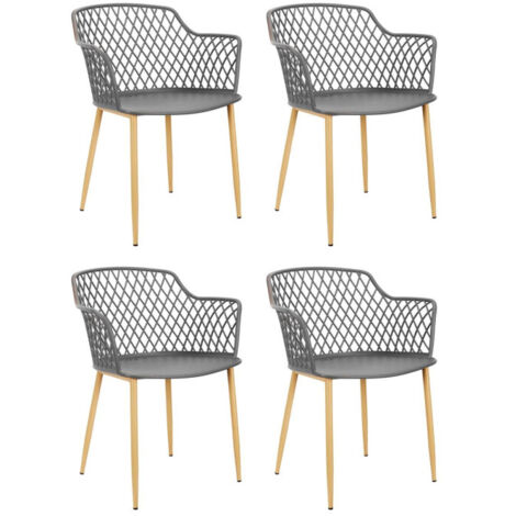 Lot de 4 Fauteuils Design "Malaga" 80cm Gris (1/5)