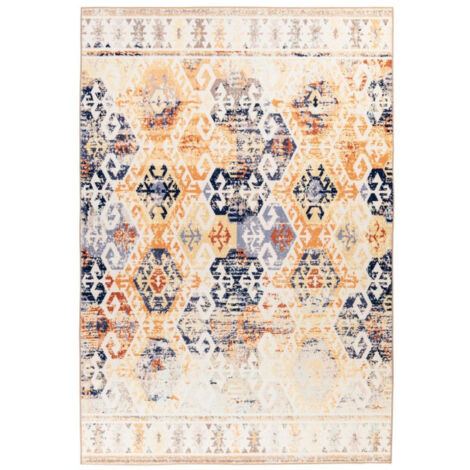 Tapis Tissé Rétro à Poils Courts "Saphira" Beige 200 x 290 cm (1/5)