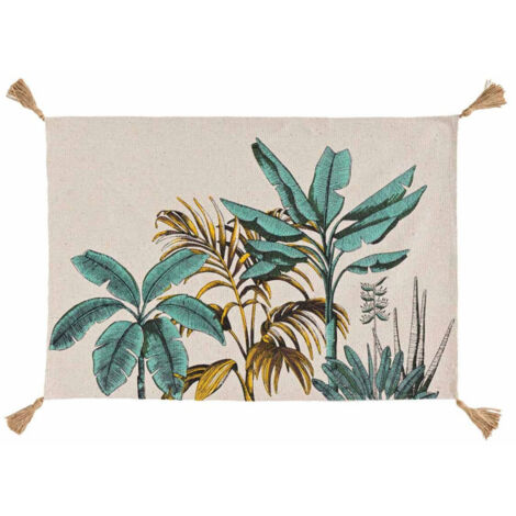 Tapis Déco à Pompons "Balinesia" 60x90cm Naturel (1/4)