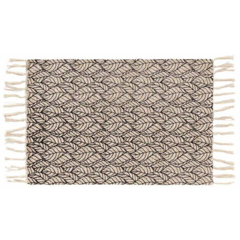 Tapis Déco à Franges "Kalinda" 60x90cm Noir (1/5)