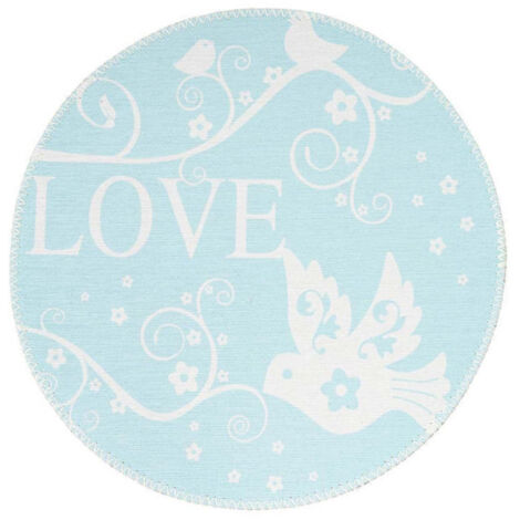 Tapis Rond Enfant Imprimé "Bambini VII" 160cm Menthe (1/5)