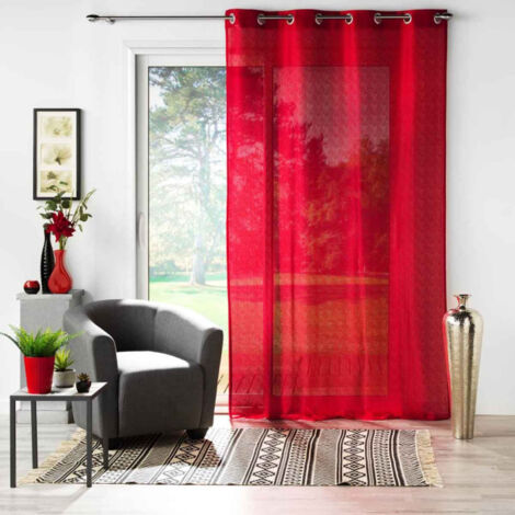 Rideau Voilage à Œillets "Castille" 140x240cm Rouge
