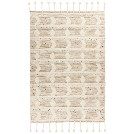 Tapis Bohème Tissé Fait à la Main "Bohist" Crème & Kaki 160 x 230 cm (1/5)