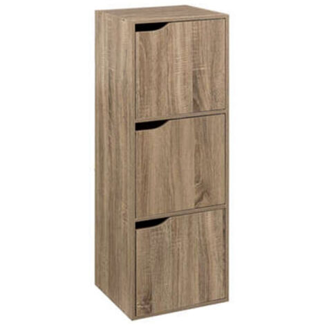 Five Simply Smart – Étagère murale 3 cases 100cm – Panneau de particules naturel – Dimensions L. 34,5 x l. 32 x H. 100,5 cm – Montage facile (1/5)