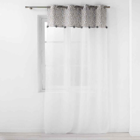 Rideau Voilage à Œillets "Vilanelle" 140x240cm Gris (1/4)