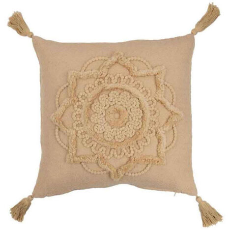 Coussin Déco "Fleur Floches" 43x43cm Beige (1/2)