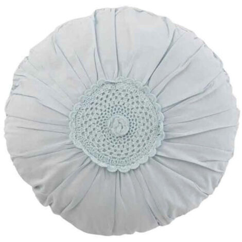 Coussin Rond Déco "Dentelle" 40cm Bleu (1/2)